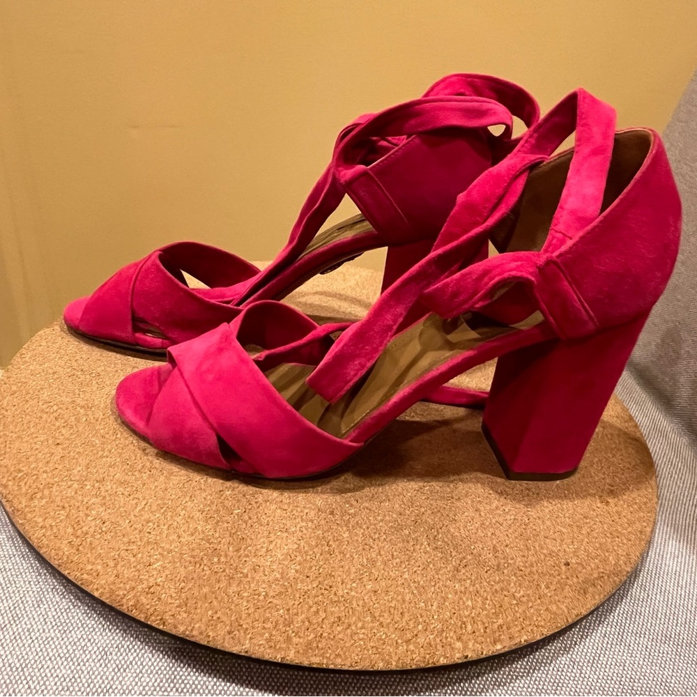 Aquazzura Fuchsia Block Heel Sandals